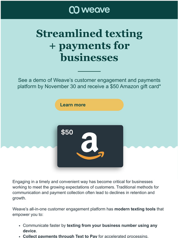 Weave us texting payments made easy for your business milled