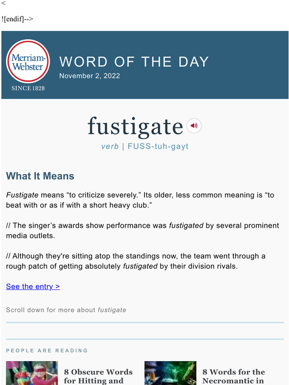 Merriamster Fustigate plus, 8 Obscure Words for Hitting and Fighting Milled