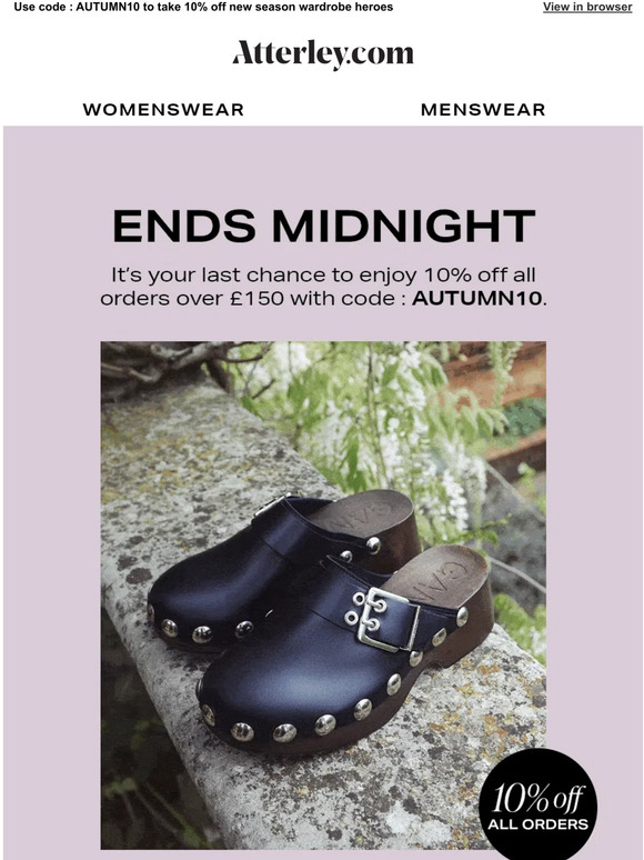 Quick, your 10% off ends at midnight...