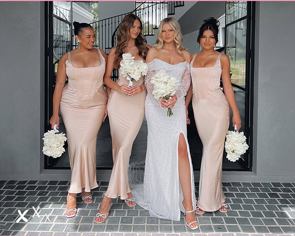 white fox bridesmaid dresses White Floor Length Sleeveless Fit & Flare Mismatched Bridesmaid Dresses, Dress C