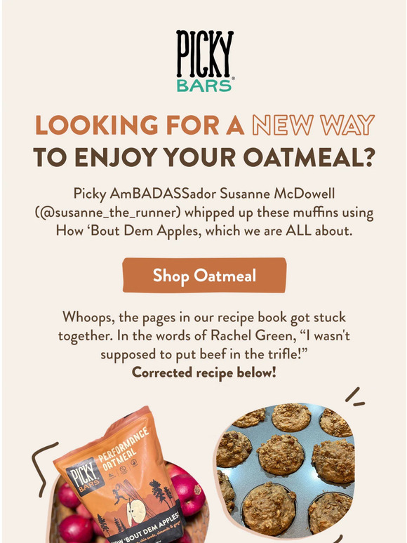 Picky Oats Performance Oatmeal - 4 Servings - How 'Bout dem Apples?