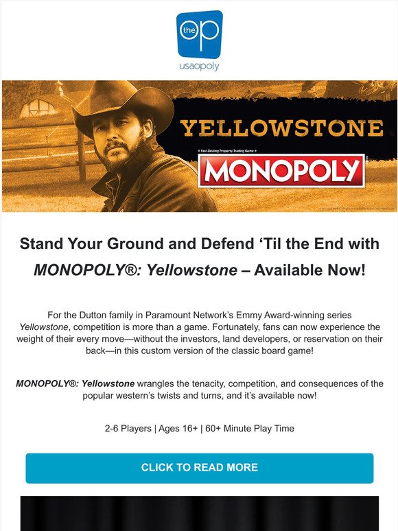 Stand your ground with Monopoly®: Yellowstone – the ultimate game for Yellowstone fans!