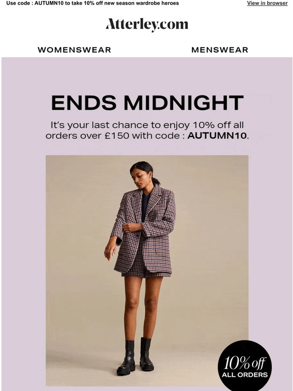 Quick, your 10% off ends at midnight...