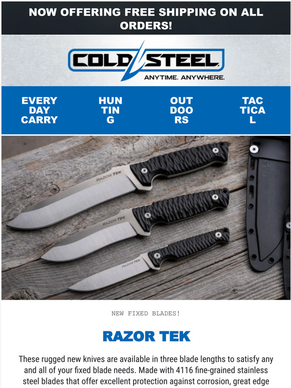 Cold Steel Razor Tek Fixed Blades Three Blade Lengths Available Milled