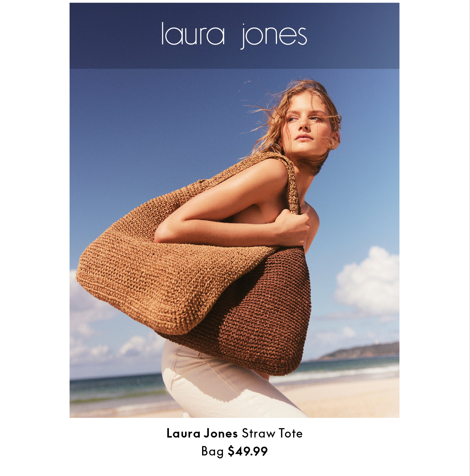 Laura Jones Straw Tote Bag