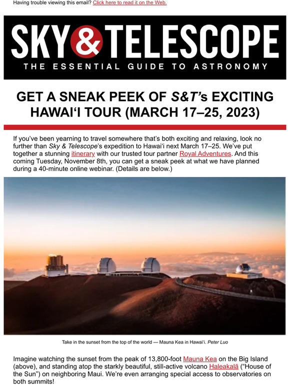 Sky & Telescope Get a Sneak Peek of S&T’s Exciting Hawai‘I Tour (March 1725, 2023) Milled