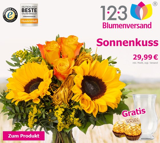 Absolute Farbharmonie mit Blumenstrauß Sonnenkuss mit 2 Geschenken für 29,99 €