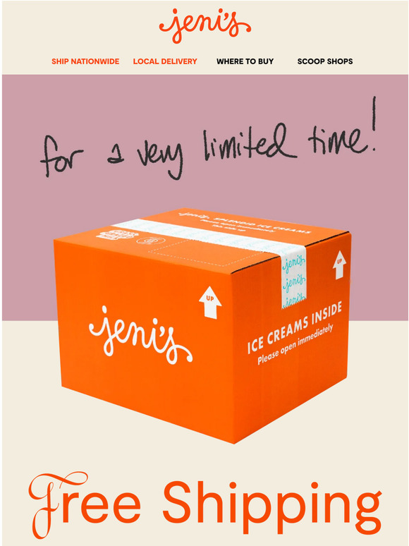 Jeni's Ice Creams FREE shipping! Starts NOW! Milled