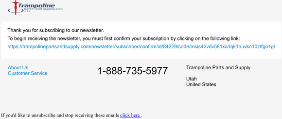 Newsletter subscription confirmation