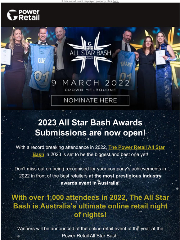 Power Retail 2023 All Star Bash Award Submissions are now open