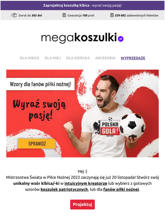 📢Szykuj się na Mundial 2022!⚽️Zaprojektuj koszulkę 👕kibica lub wybierz z gotowych wzorów