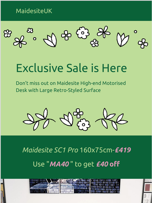 Exclusive Sale for Maidesite High-end Motorised Desk with Large Retro-Styled Surface