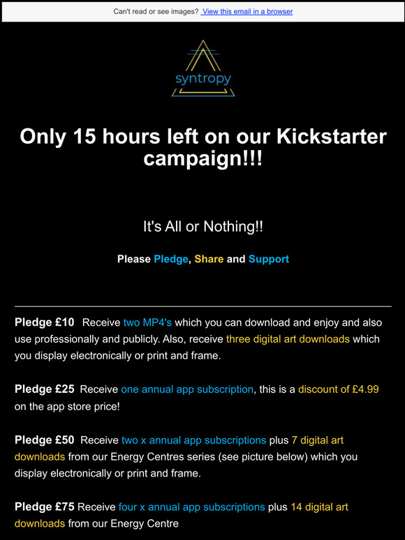 Only 15 hours left to make your pledge!🚀