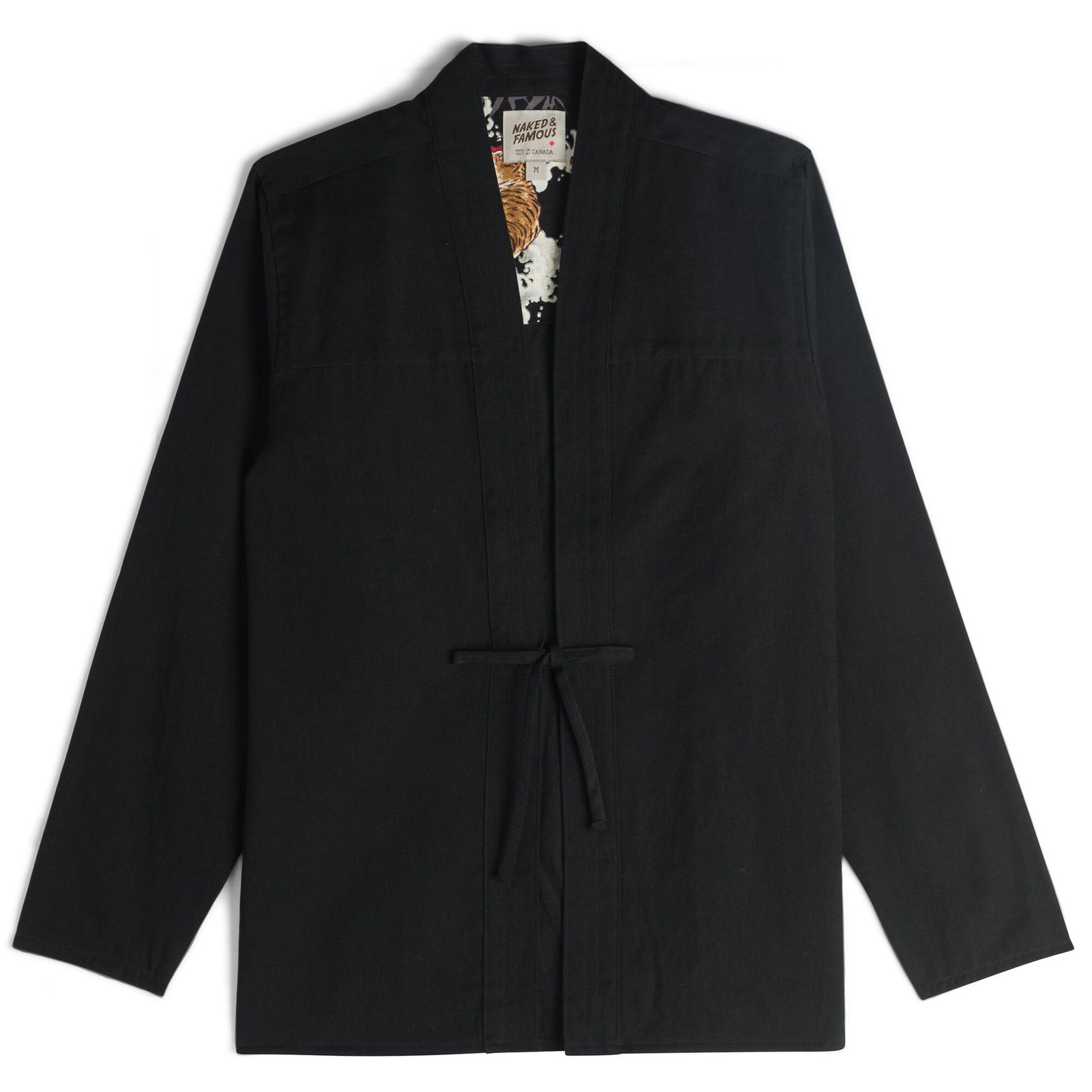 Kimono  Shirt - Black Short Slub Denim