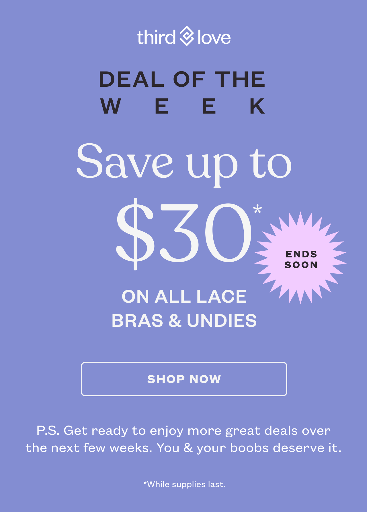 ThirdLove Last Chance Up to 30 off lace bras & undies Milled