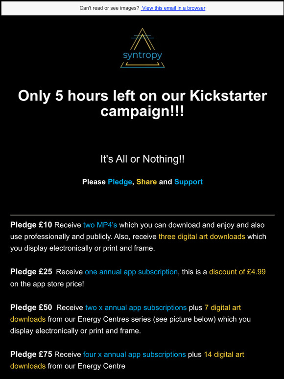 Only 5 hours left to make your pledge!🚀