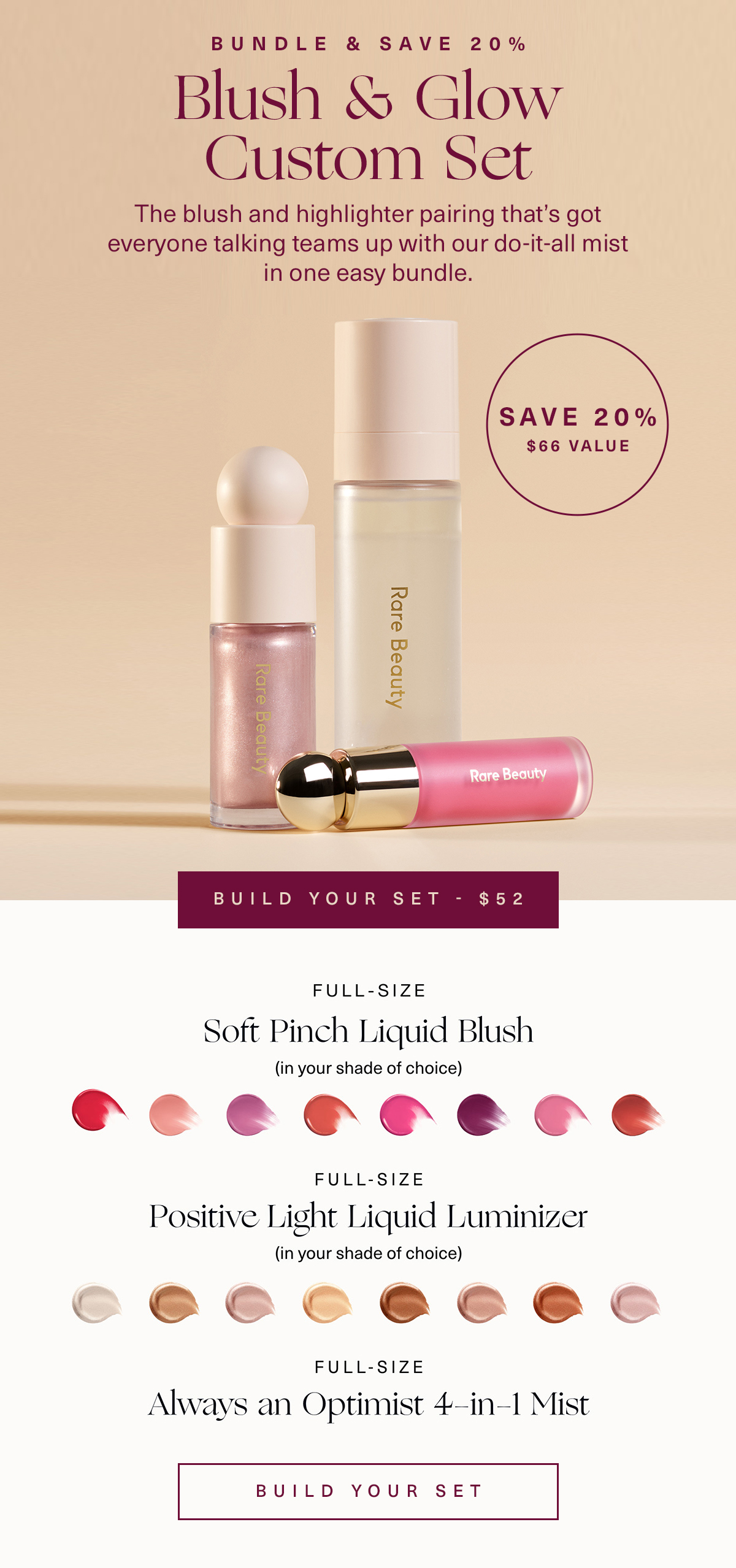 Rare Beauty Selling FAST 20 off your custom Blush & Highlight set ⏰