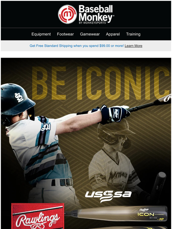 Baseball Monkey New Rawlings Icon USSSA Baseball Bat Milled