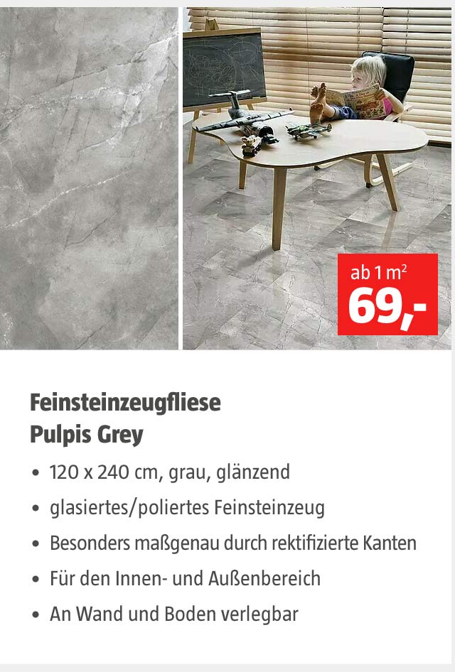 Feinsteinzeugfliese  Pulpis Grey