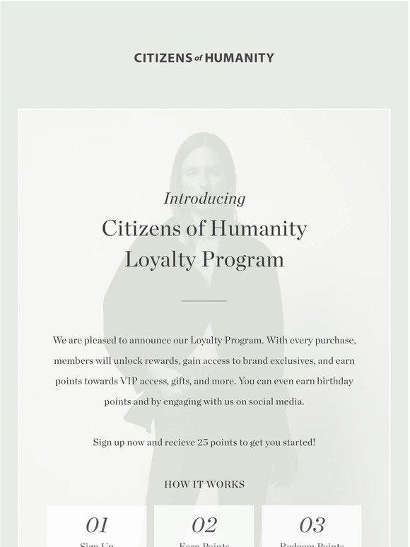Introducing the Citizens of Humanity Loyalty Program