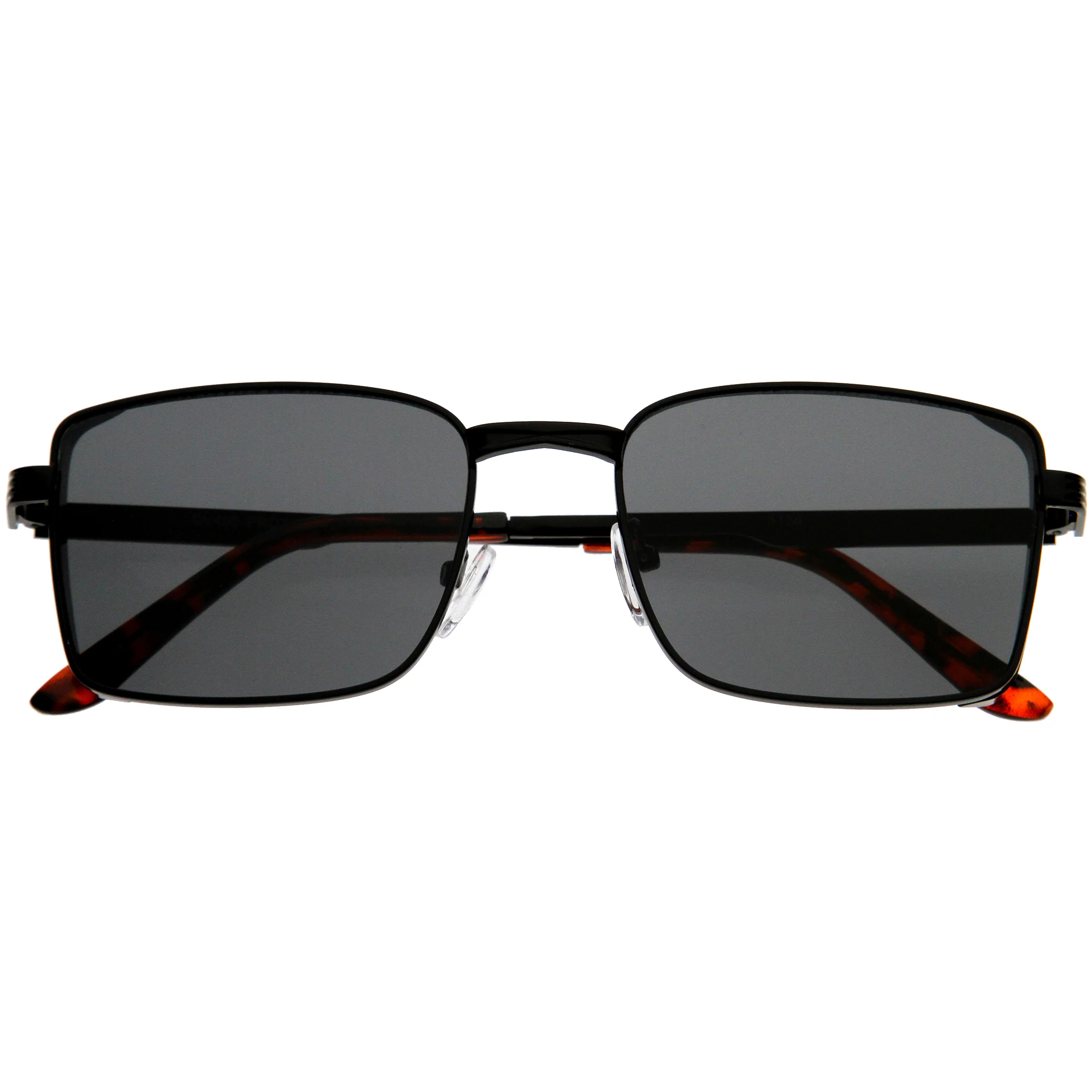 Image of Premier Sleek Metal Side Cover Detail Neutral Square Sunglasses D311
