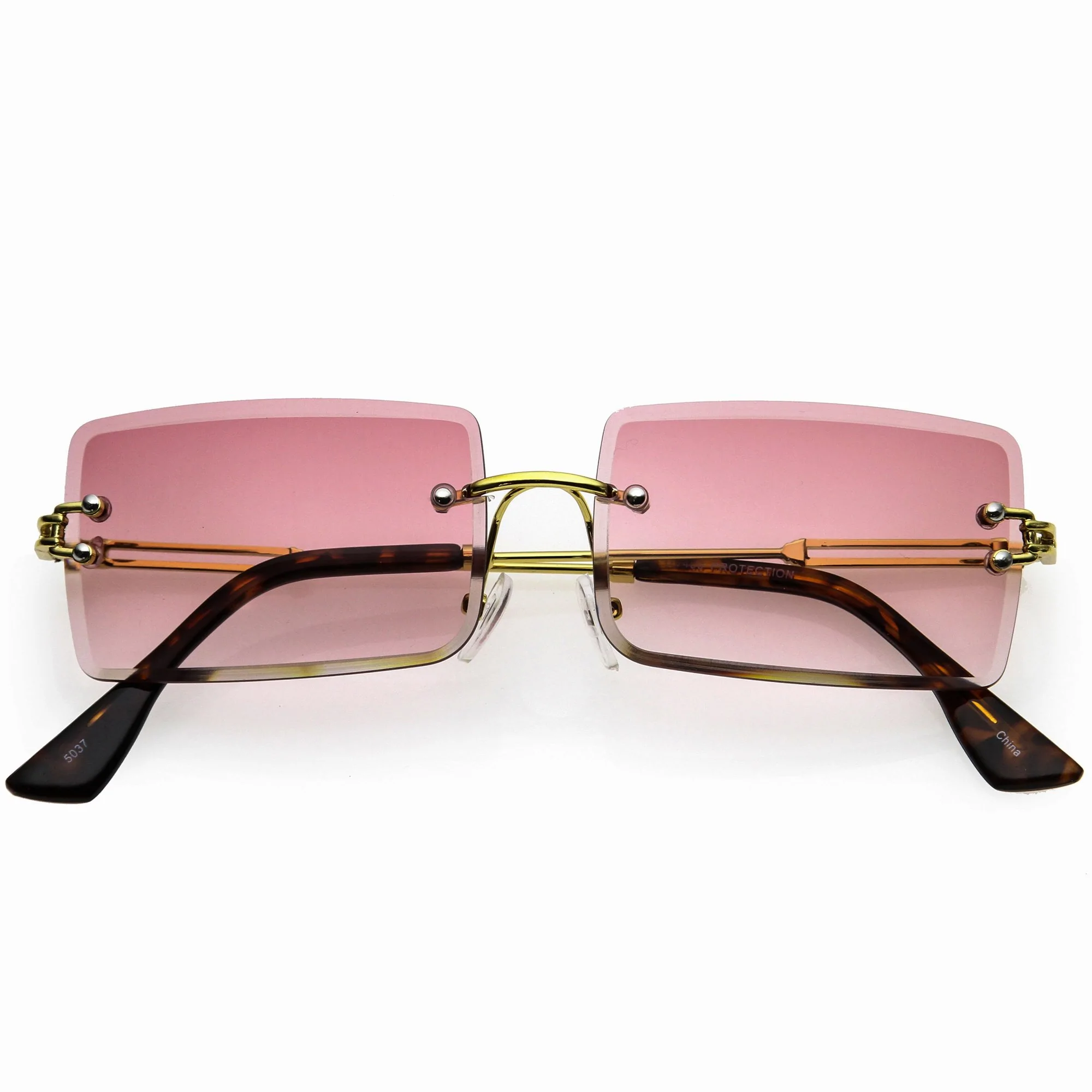 Image of Luxe Square Neutral Bevelled Lens Metal Rectangle Sunglasses D225