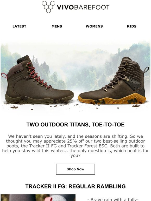 25% off two world-class barefoot boots