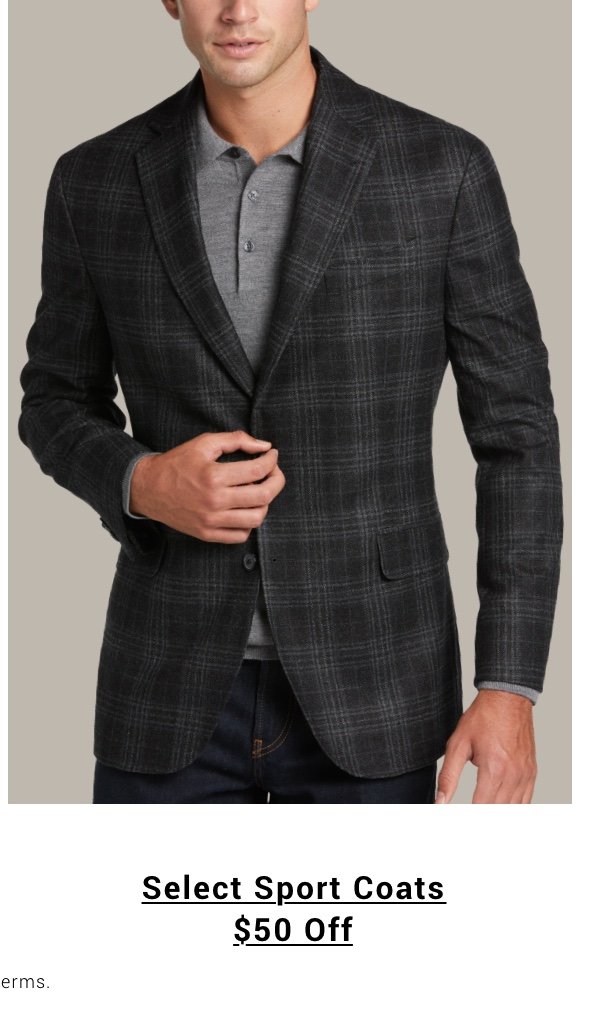 50 dollars Off Select Sportcoats