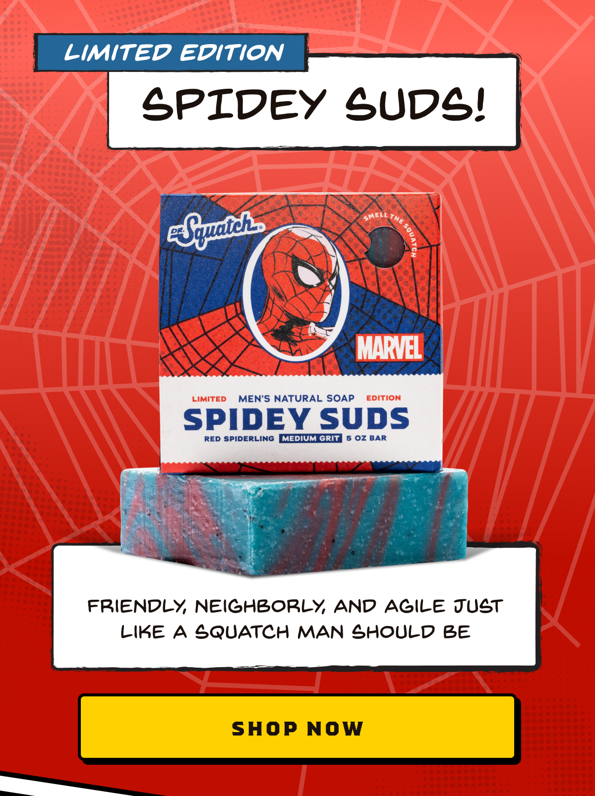 Dr Squatch Spider Suds Limited Edition Spider Man Bar ( Free