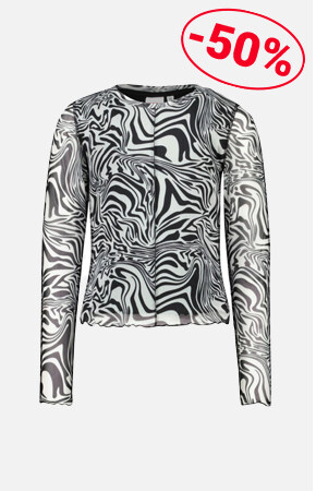 Mesh top print Black/white