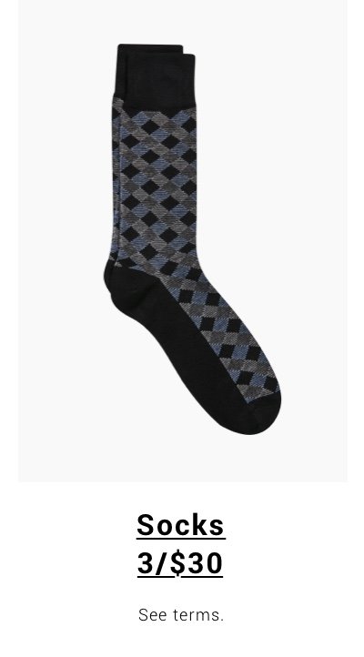 Socks 3 for 30 dollars