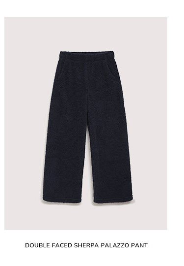 Navy Double-Faced Sherpa Palazzo Pant