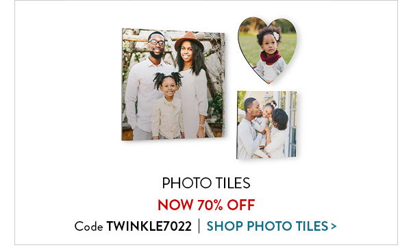Photo Tiles now 70 percent off. Code TWINKLE7022. Click to shop photo tiles