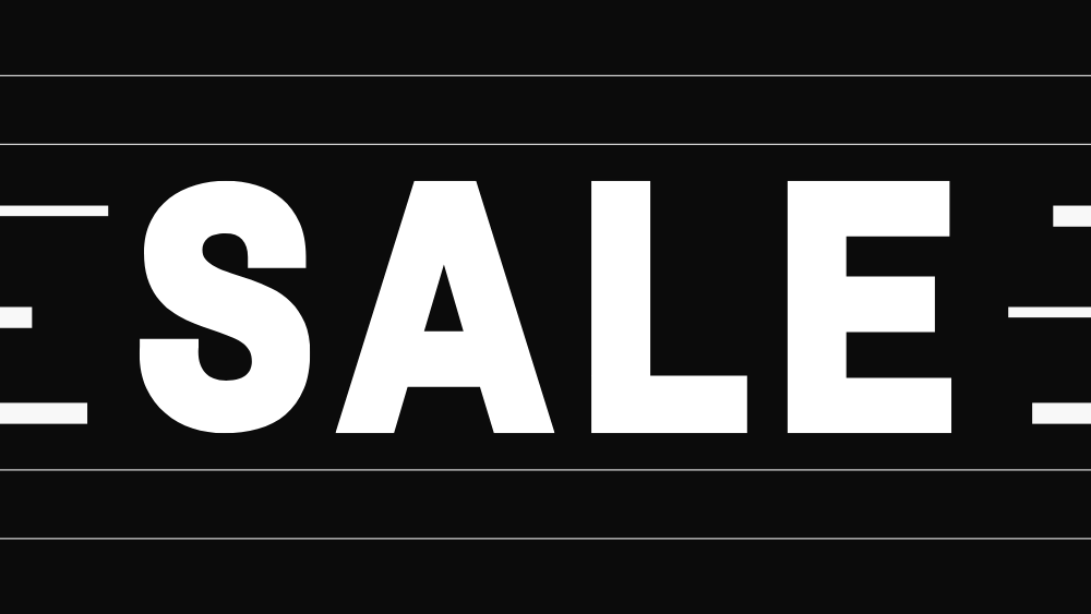 the word sale against a black background