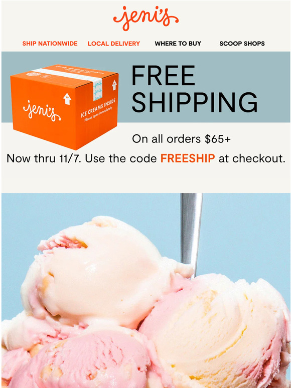 Jeni's Ice Creams One more day for free shipping Milled