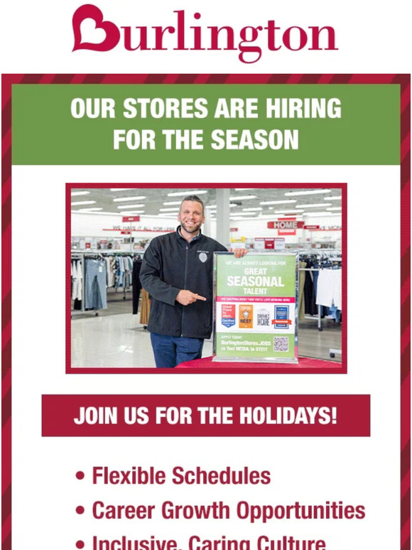 Burlington Coat Factory Now hiring for the holidays! Milled