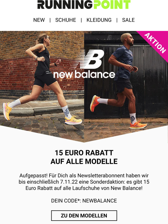 15 Euro Rabatt* auf alle NEW BALANCE Laufschuhe