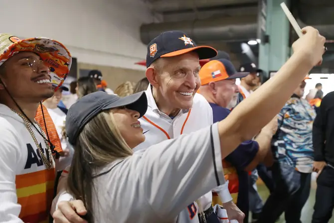 Mattress Mack celebrating the Astros' victory