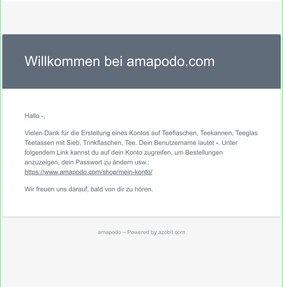 Ihr Benutzerkonto bei amapodo.com