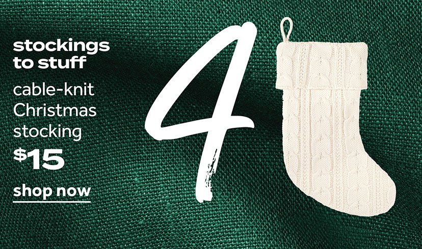 stockings to stuff | cable-knit Christmas stocking $15 | shop now