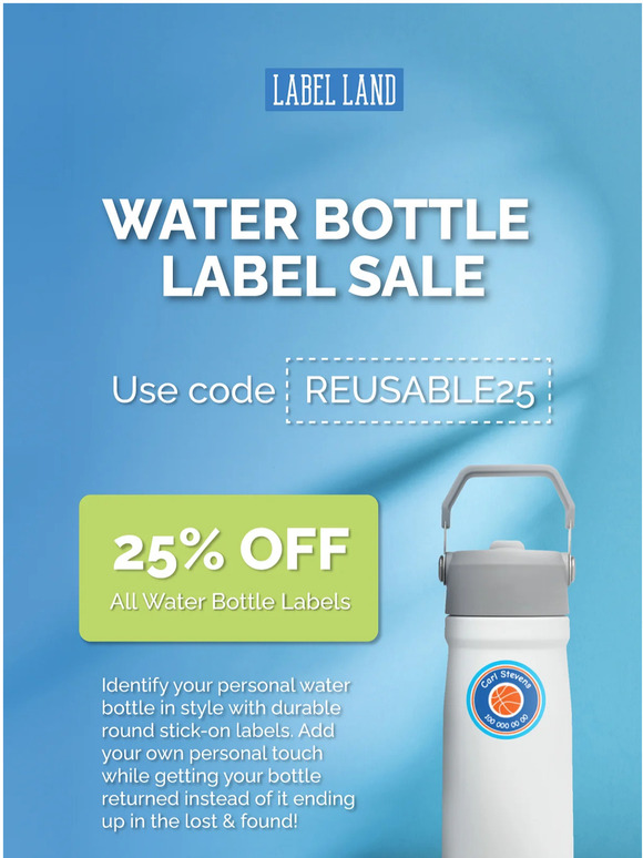 Style your hydration! 25% off water bottle labels 💦