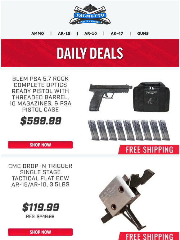 Palmetto State Armory CMC Veterans Day Deal Pricing Starts Now! CMC Single Stage Flat Bow