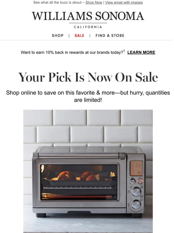 WilliamsSonoma Good news! Breville Smart Oven Pro with Light with