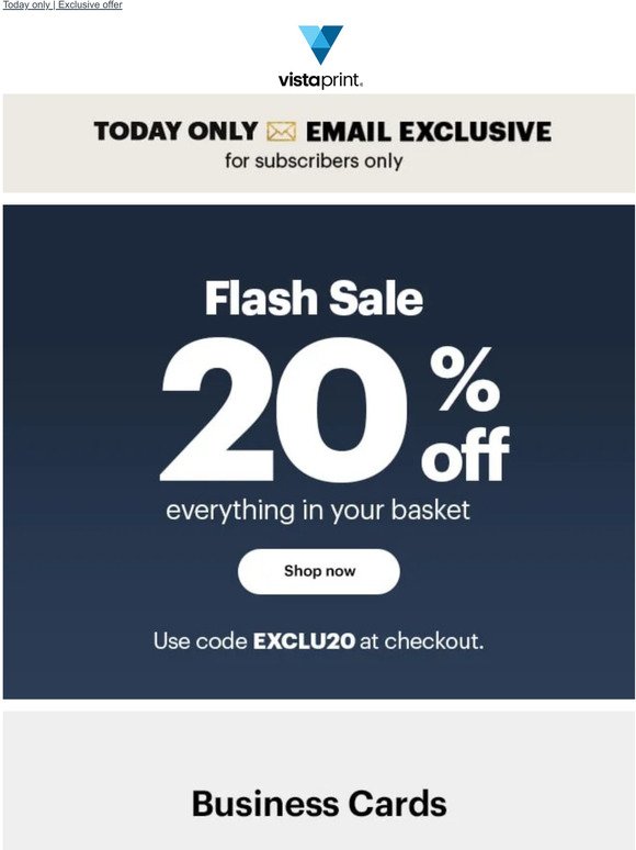 ⏰ Flash Sale : Get 20% off your basket!