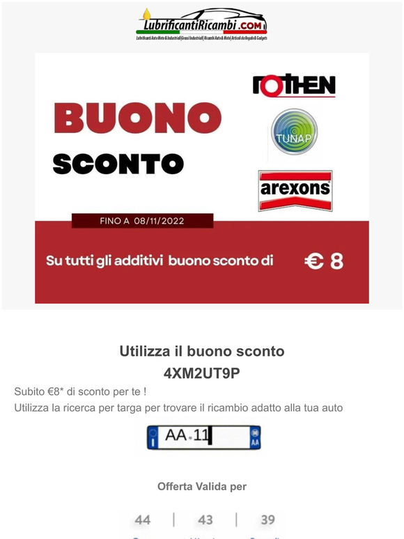 € 8 di sconto su tutti gli Additivi Auto😍