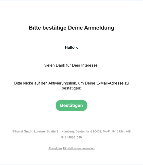 Bitte bestätige Deine Anmeldung