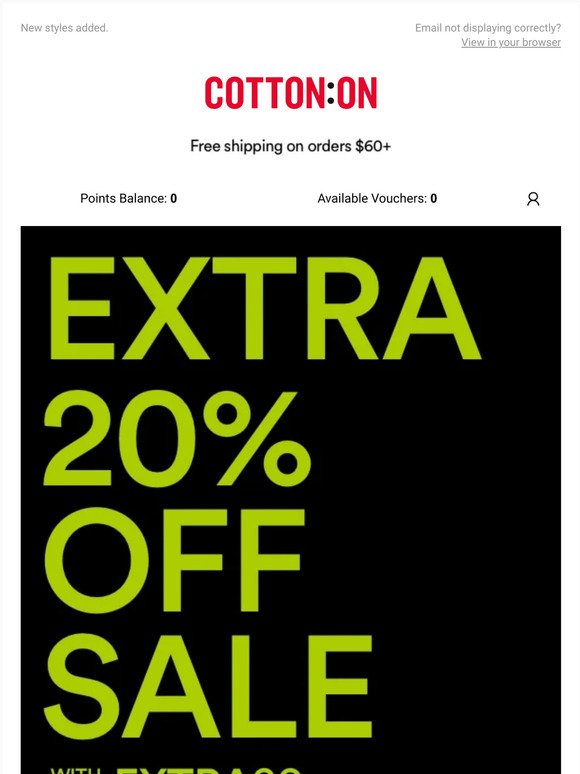 Just for you: Extra 20% off SALE 🎉