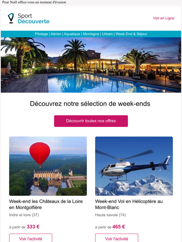 Offrez-vous un Week end inoubliable pour Noël !