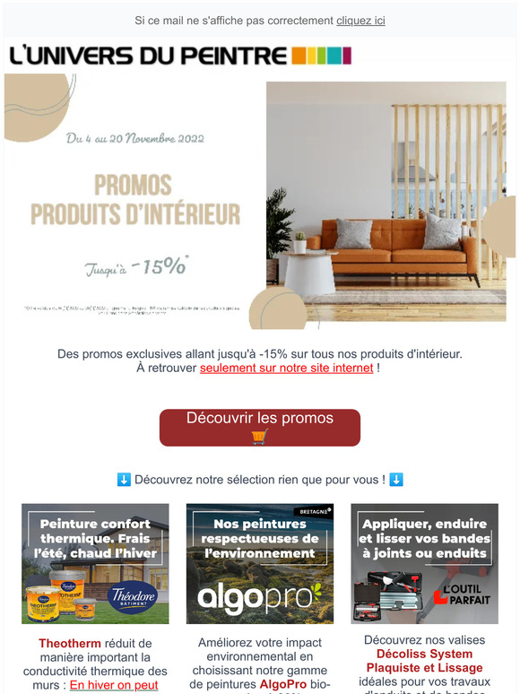 -15% sur les produits intérieurs !