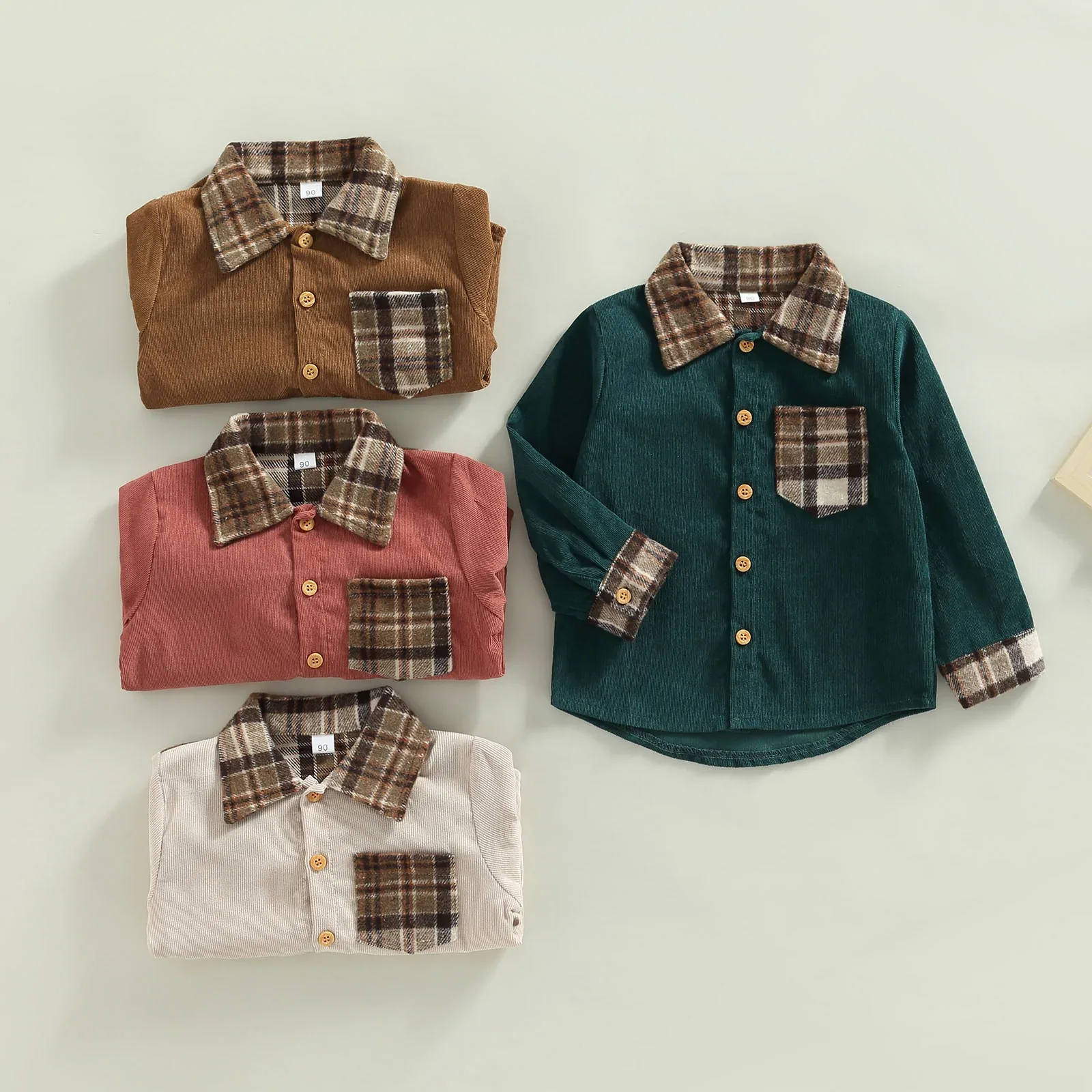 Image of Plaid Patchwork Kids Button Down Top